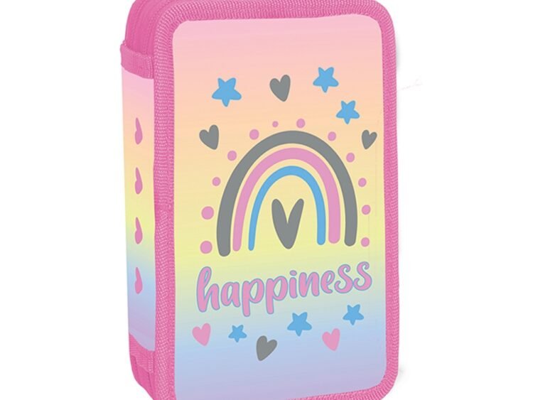 HAPPINESS - S-COOL - - Penarul din material textil are 2 fermoare din plastic si este echipat cu 29 piese: ascutitoare