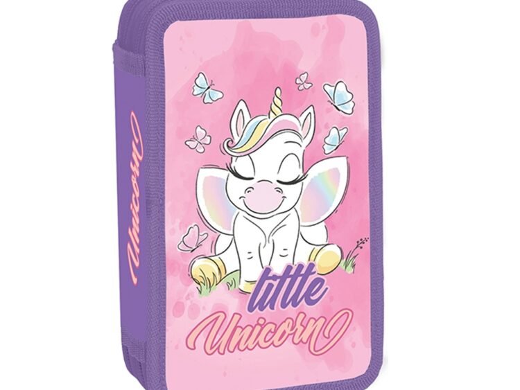 LITTLE UNICORN - S-COOL - - Penarul din material textil are 2 fermoare din plastic si este echipat cu 29 piese: ascutitoare