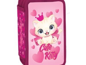 CUTE KITTY - S-COOL - - Penarul neechipat din material textil are 3 compartimente cu inchidere cu 3 fermoare din plastic.
