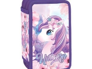 UNICORN - S-COOL - - Penarul neechipat din material textil are 3 compartimente cu inchidere cu 3 fermoare din plastic.
