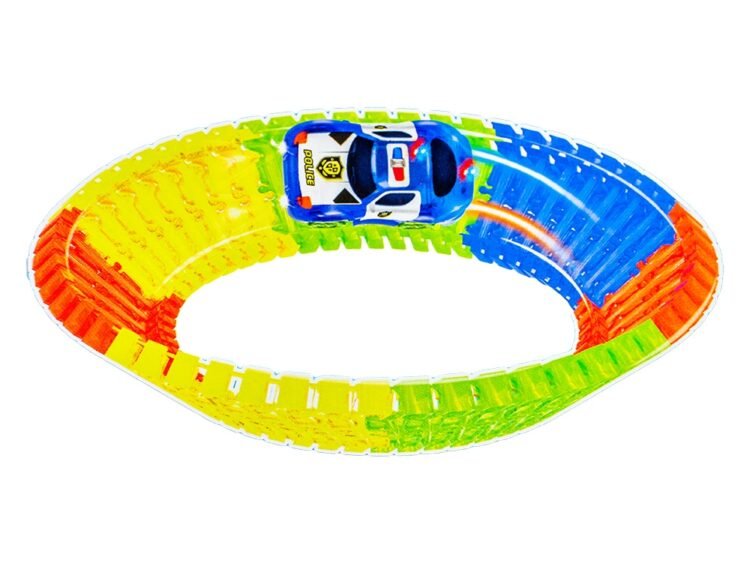 - Pista se asambleaza din 56 piese fosforescente