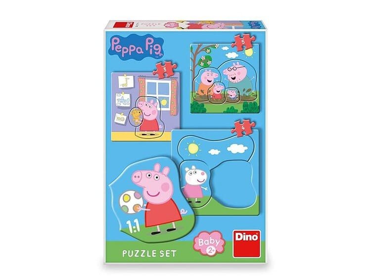 Peppa Pig - DINO TOYS - - Setul contine 3 puzzle-uri impartite in 3