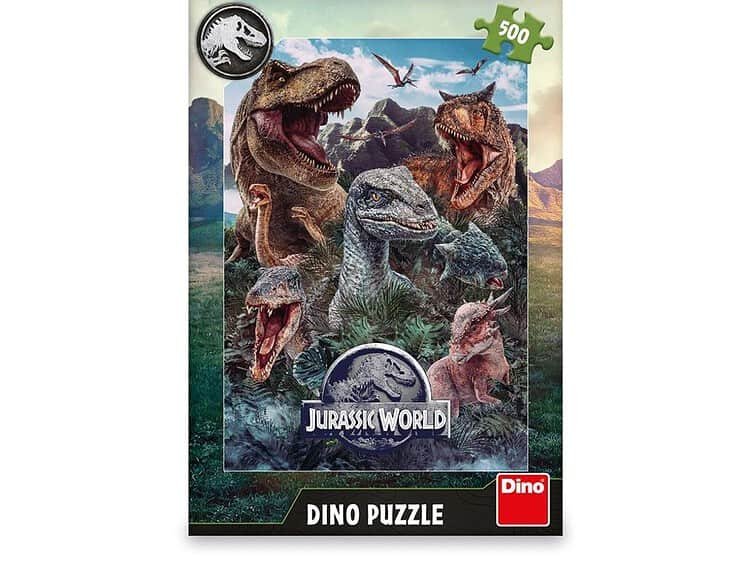 Jurasic World - DINO TOYS - - Acest puzzle va va atrage in lumea captivanta a aventurilor preistorice si va va permite sa retraiti magia Jurassic World in timp ce asamblati 500 de piese