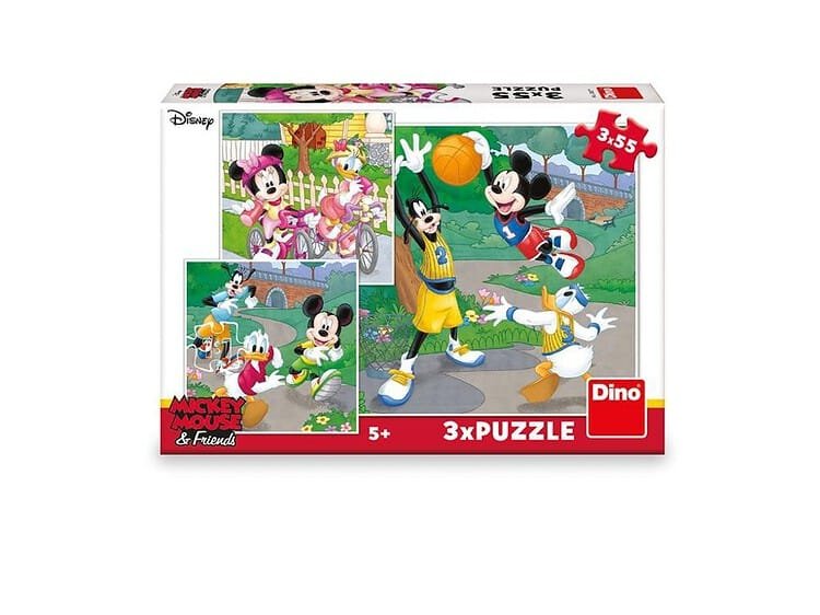 Mickey si Minnie - DINO TOYS - - Pachetul contine 3 puzzle-uri cu imagini in care Minnie