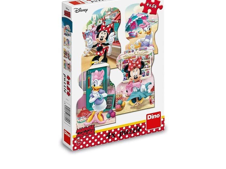 fiecare puzzle fiind format din 54 de piese cu imagini de la plaja sau de la salonul de croitorie a lui Minnie.