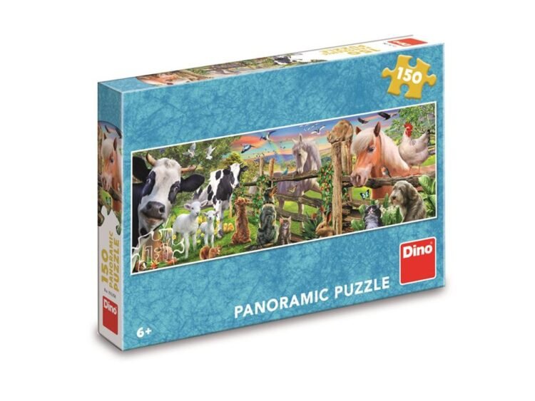 Animale ferma - DINO TOYS - - Puzzle-ul panoramic cu 150 de piese cuprinde o intreaga ferma