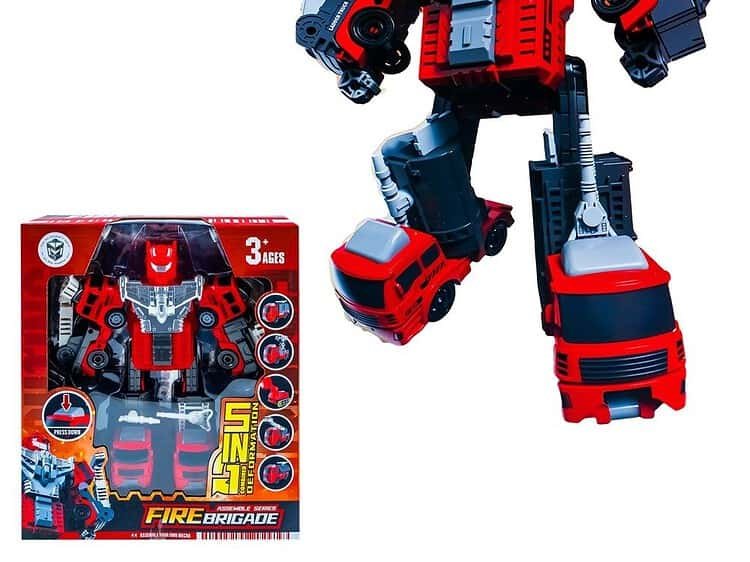 Robot transformabil - - Setul contine 5 mini masini de pompieri ce se transforma in robot.