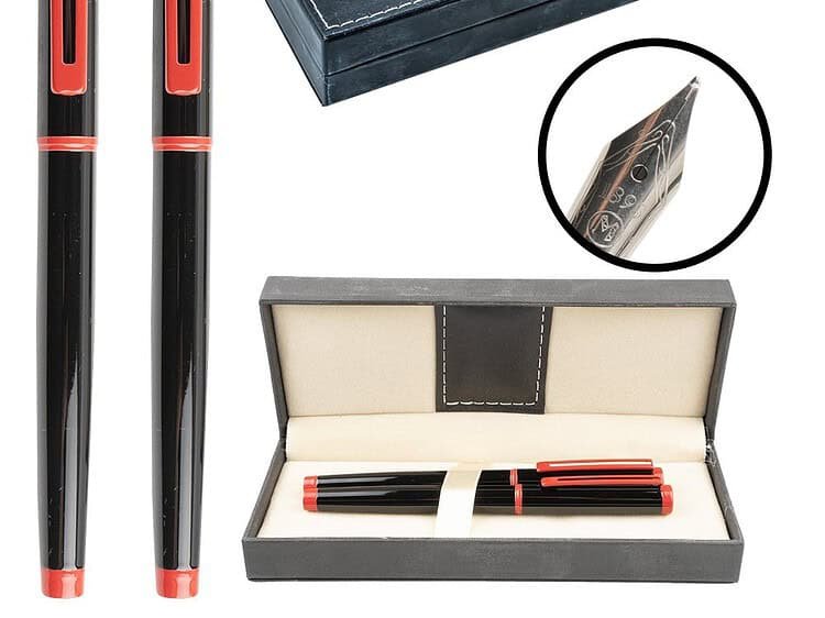 Set pix + stilou negru/rosu