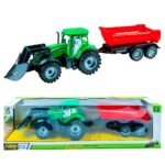 Tractor cu frictiune si remorca - - Jucaria contine un tractor la care se ataseaza o remorca.