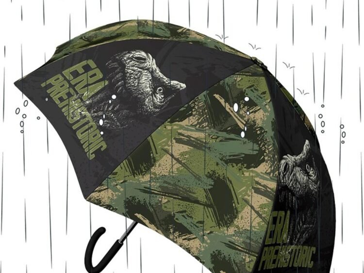 48.5 cm - S-COOL - - Umbrela este confectionata din poliester imprimat cu desene dinozaur. Cadrul si spitele sunt din metal.