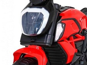 1. Joc jucarii pentru copii, motocicleta electrica rosu si negru pentru distractie.