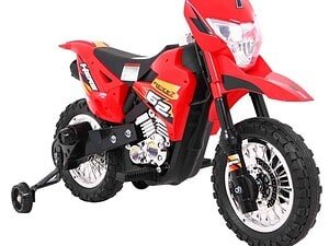 1. Mașinuță electrică pentru copii, model motocross roșu, ideal pentru joacă în curte.