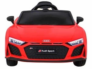 Red mini electric car for kids, Audi Sport model. Perfect for indoor and outdoor play. Safe, durable and fun.