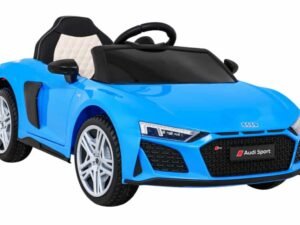 Mașinuță electrică pentru copii, model Audi Sport albastru, ideală pentru joacă și distracție.