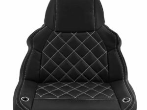 1. Fotoliu auto pentru copii, confortabil și sigur, culoare neagră finite cu cusături decorative.