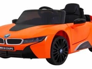 Mașinuță electrică pentru copii BMW i8 COUPE în culoare orange, pentru distracție și joacă sigură.
