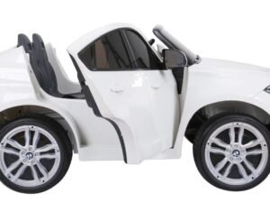 Mașină electrică pentru copii BMW alb, jucărie de lux pentru micuți, cadou perfect.
