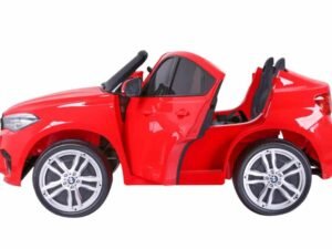 Mașinuță electrică pentru copii, model sportiv, culoare roșie, jucărie pentru joacă în exterior.