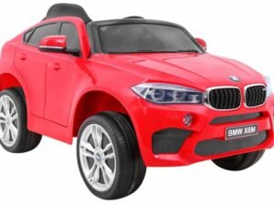 Mașinuță electrică pentru copii BMW X6M roșu, jucărie pentru cei mici, ideală pentru distracție în curte.