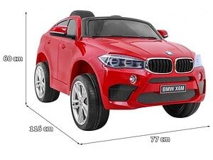 1. Masina de joacă pentru copii, model BMW X6M, 60x116x77 cm, realist și sigur pentru joacă.