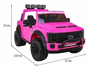 Mașină electrică pentru copii de culoare roz, model SUV cu dimensiuni 142x77x76 cm.