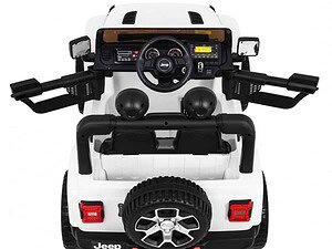 1. Jucarie auto electrică pentru copii, model Jeep, alb și negru, realistă și sigură.