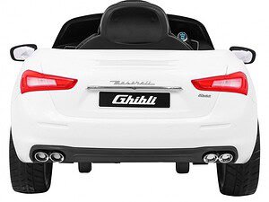 Mașină electrică pentru copii Maserati Ghibli alb, jucărie auto pentru cei mici.
