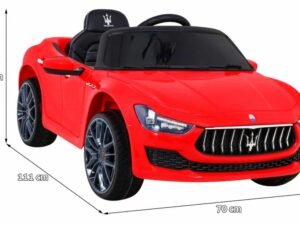 Mașinuță electrică pentru copii, Maserati roșu, joc interior și exterior, cadou perfect copil 3-10 ani.
