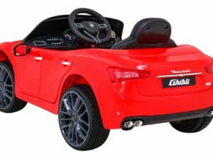 1.Mașinuță electrică pentru copii, model sportiv roșu, simulează un vehicul de lux.