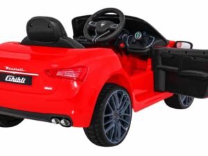 1. Mașinuță electrică pentru copii cu design sportiv roșu, ideală pentru joacă și senzație de viteza.