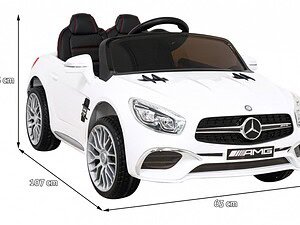 1. Mașină electrică pentru copii Mercedes-Benz, culoare alb, dimensiuni compacte, sigure și distractive.