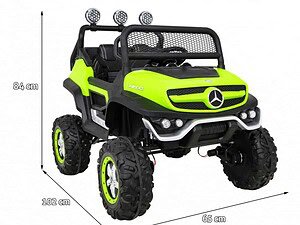 1. Mașină electrică pentru copii, model SUV, culoare verde-negru, siguranță și distracție.