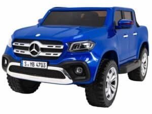 Mașină electrică pentru copii, model Mercedes-Benz, culoare albastră, divertisment sigur.
