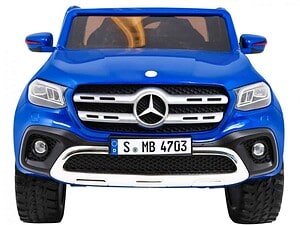 Mașinuță electrică pentru copii, model Mercedes-Benz, culoare albastru, jucărie pentru exterior și interior.