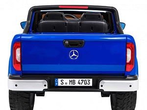 1. Mașină electrică pentru copii, model Mercedes-Benz, culoare albastru, jucărie sigură.