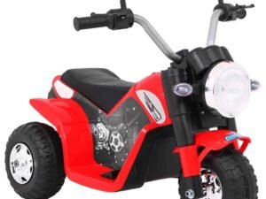 1. Bicicletă electrică pentru copii, model sportiv, roți mari, fabricată din materiale sigure.