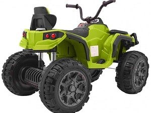 1. ATV copii verde cu șei și roți mari, pentru distracție în aer liber.