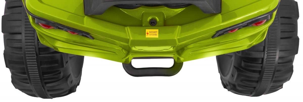 Jucărie plastic pentru copii, mașină electrică pentru terenuri, culoare verde vibrantă.