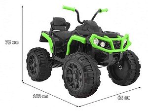 1. Jucarie ATV electric pentru copii, Rezistent, cu design modern, culoare negru și verde, sigur pentru joacă.