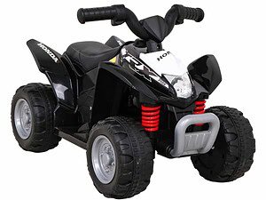 Jucarie electrică pentru copii, quad pentru grădiniță, culoare neagră și albă, siguranță și distracție garantată.