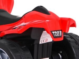 Mașinuță electrică pentru copii, model sport, roșie, sigură pentru joacă și aventură.