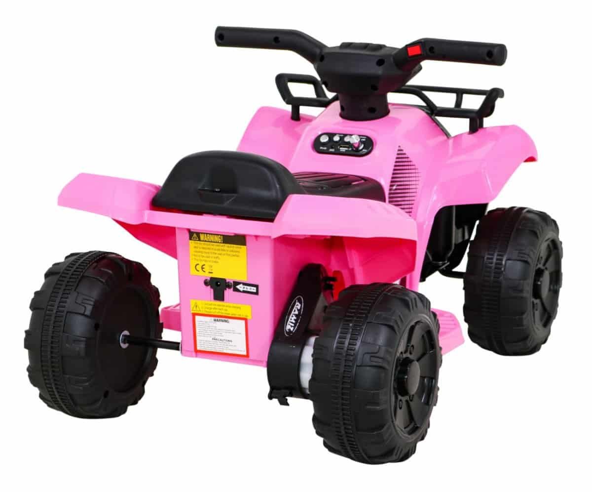 Pink electric toy car pentru copii - aventură și distracție în curte.