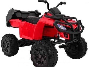 Red toy ATV pentru copii, ideal pentru joacă în aer liber și siguranță.