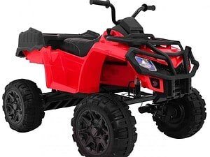 1. Mașinuță electrică pentru copii cu design off-road roșu și negru, sigură și distractivă.