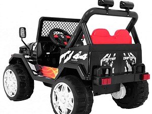 1. Mașinuță electrică pentru copii, sportivă, neagră cu roți mari și design dinamic.