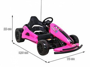 1. Mașinuță electrică pentru copii, culoare roz, dimensiuni 130x75x53 cm, pentru distracție sigură.