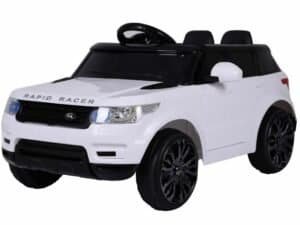 Mașinuță electrică pentru copii, model SUV alb, perfect pentru joacă și aventură.