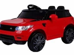 Mașinuță electrică pentru copii, model sport roșu, ideală pentru joacă și aventuri.