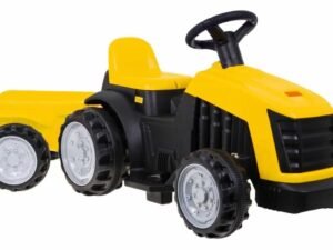 Jucarie tractor pentru copii, neșlefuit, culoare galbenă și neagră, pentru joacă în aer liber și interior.