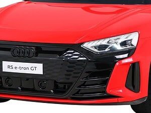 Jos ALT text: Mașină Audi RS e-tron GT roșie cu design modern și tehnologii avansate.